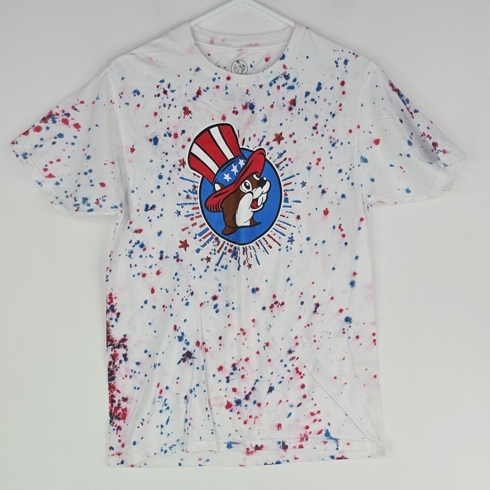Bucees Women's M Men S 4th of July Poppin Tee T Shirt Tie Dye Red White Blue